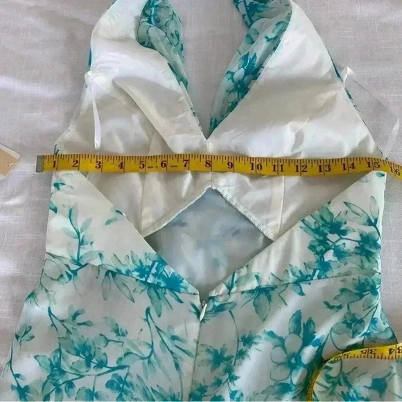 NWT Jill Stuart High Low Halter Maxi Dress Turquoise White Size 4 - Picture 12 of 16